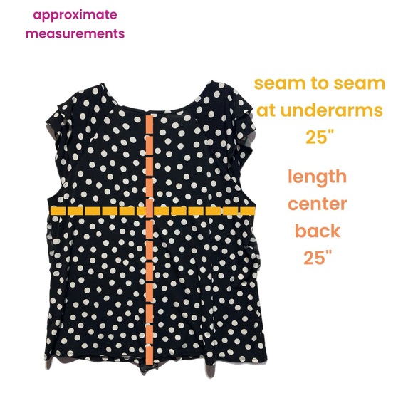 EUC Roz & Ali 3x Black White Polka Dot Flutter Sleeve Blouse 11087 - Picture 3 of 8